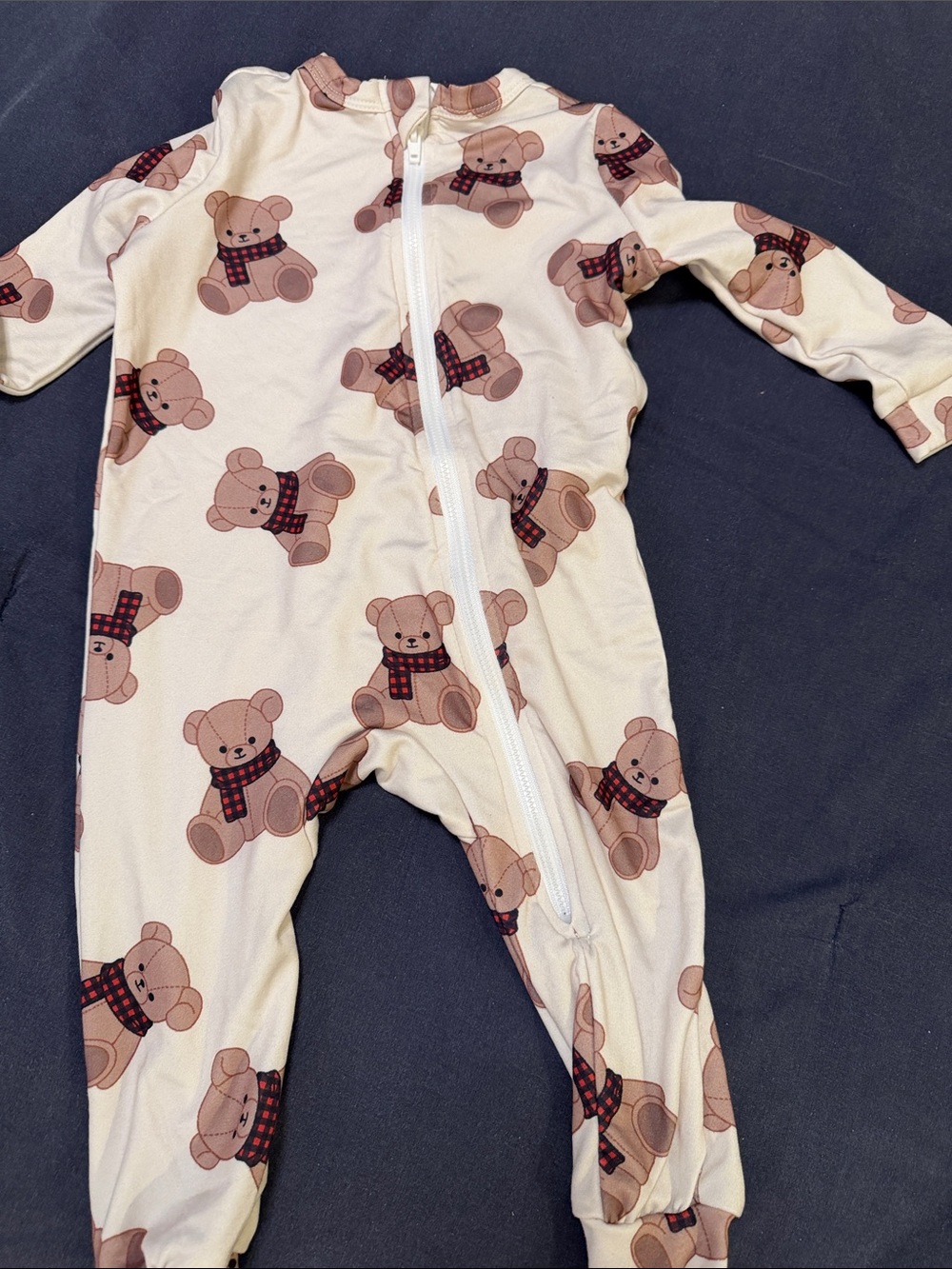 🍎5/$35🍎 
Cream Teddy Bear Zipper Footie Pajamas for Kids